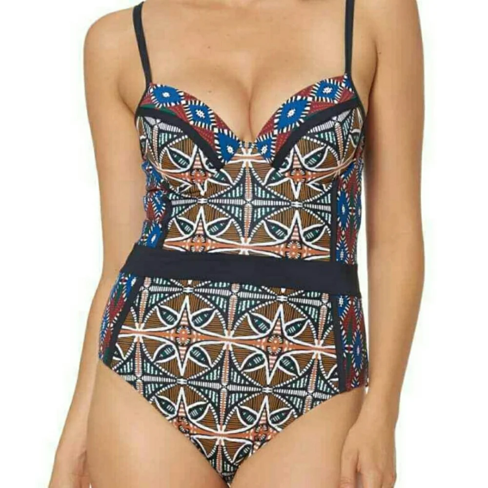 NWT Bleu Rod Beattie Women's Multi Color Print One Piece Swim Suit 4 - Picture 1 of 12